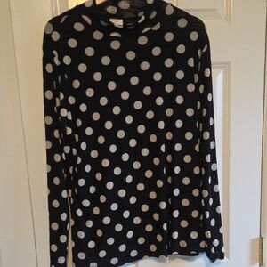 A New Day Black and White Polka Dot Mesh Top
